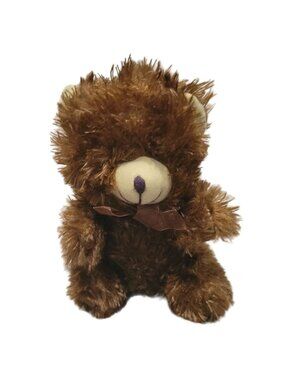 Greenbrier Teddy Bear 9 inch Plush Brown Fuzzy Bow Stuffed Animal Toy